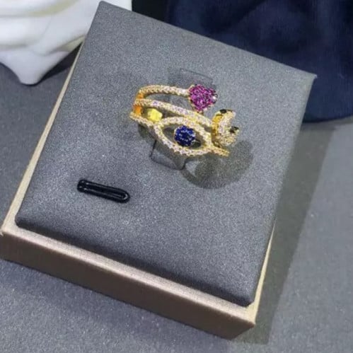 خاتم فضه عيار 925 كرستال ملون