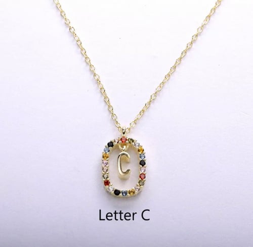 سلسال الاحرف فضه عيار 925 مرصع بالكرستال الملون