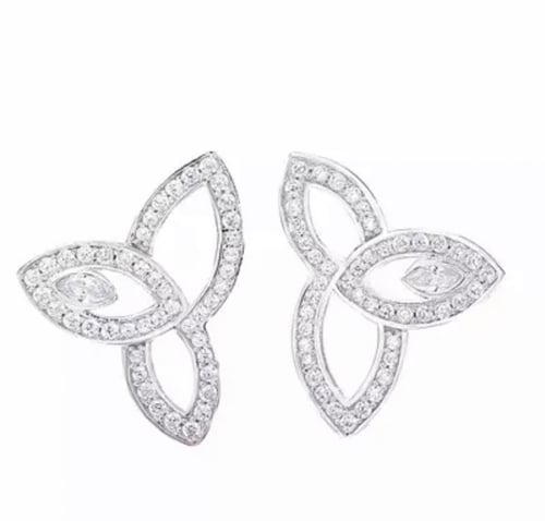 حلق نسائي فضه عيار 925 مرصع بالكرستال