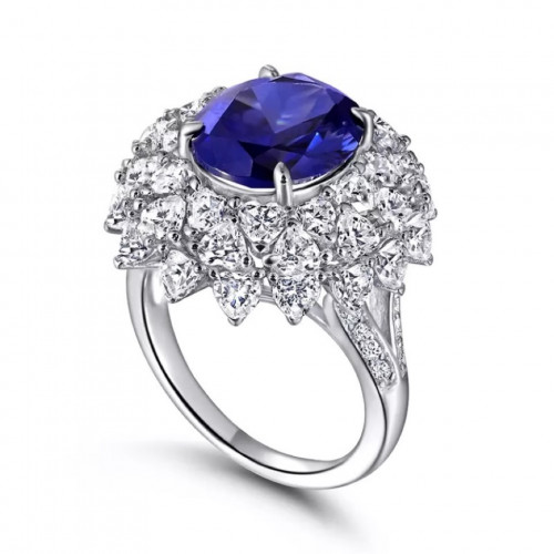 خاتم فاخر فضة عيار 925 بالحجر النقي الازرق