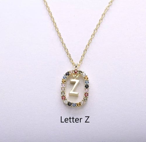 سلسال الاحرف فضه عيار 925 مرصع بالكرستال الملون