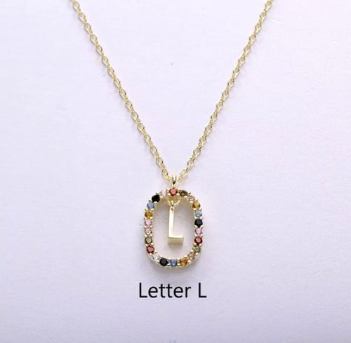 سلسال الاحرف فضه عيار 925 مرصع بالكرستال الملون