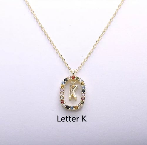 سلسال الاحرف فضه عيار 925 مرصع بالكرستال الملون