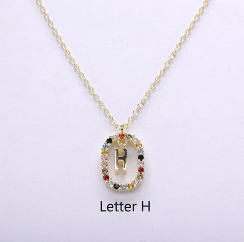 سلسال الاحرف فضه عيار 925 مرصع بالكرستال الملون