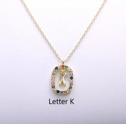 سلسال الاحرف فضه عيار 925 مرصع بالكرستال الملون