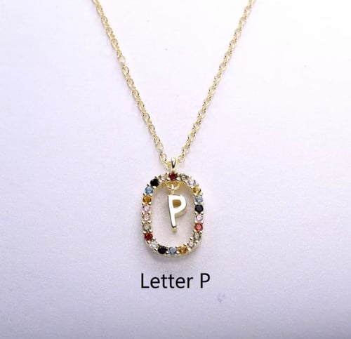 سلسال الاحرف فضه عيار 925 مرصع بالكرستال الملون