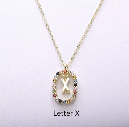 سلسال الاحرف فضه عيار 925 مرصع بالكرستال الملون