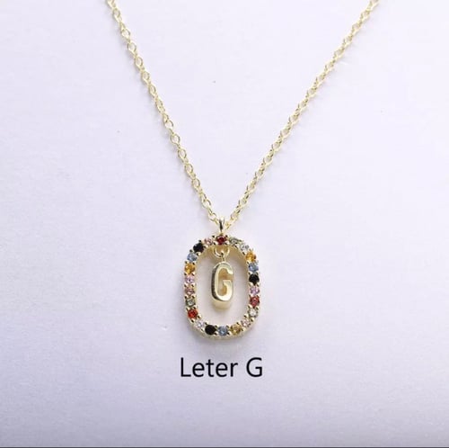 سلسال الاحرف فضه عيار 925 مرصع بالكرستال الملون