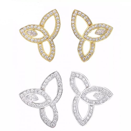 حلق نسائي فضه عيار 925 مرصع بالكرستال