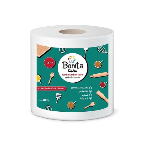 مناديل بونيتا بكج 6 رولات ماكس روول مطبخ جامبو طبق...
