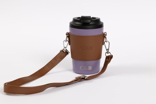 حامل أكواب جلد بشعار C&B سي اند بي