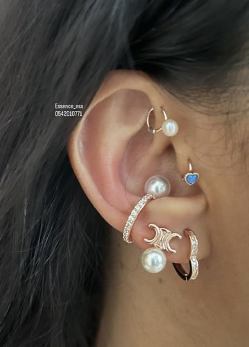 حلق بدون خرم لؤلؤ ( فضي )