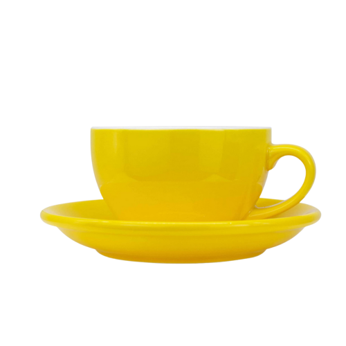 كوب لاتية مع صحن اصفر مطفي 250 مل