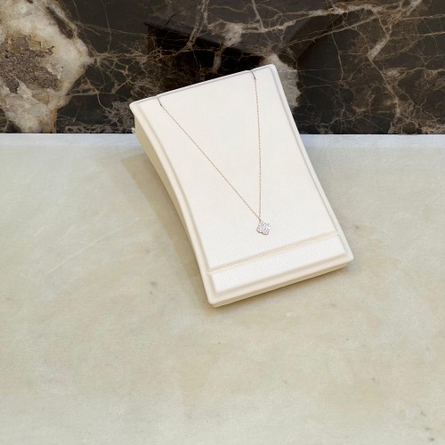 عقد ذهب ناعم عيار 18 مُطعّم بالزركون الابيض