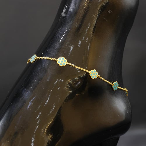 خلخال ذهب الوردة الزرقاء