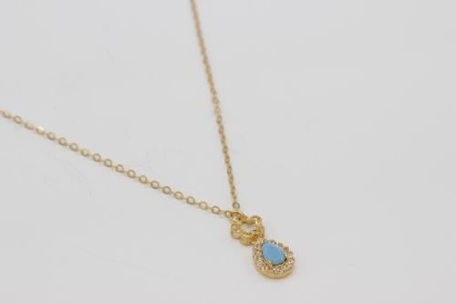 عقد ذهب عيار 21 بتصميم الدمعة الحديث والمتميز المر...