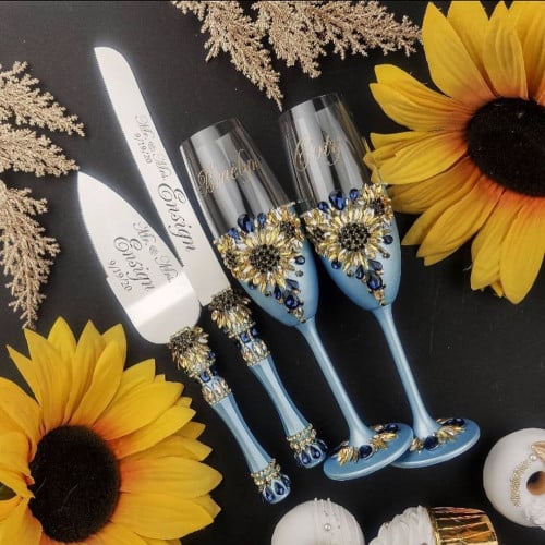 طقم عرسان مكون من 12 قطعة مرصع ب كريستال شوارفسكي