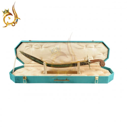 سيف تراثي معتق بنقوش يدوية فاخرة مع بوكس بلون أخضر...