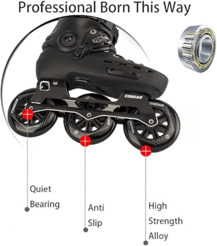 سكيت كوجر 7001 برو 3X110 لون اسود فضي