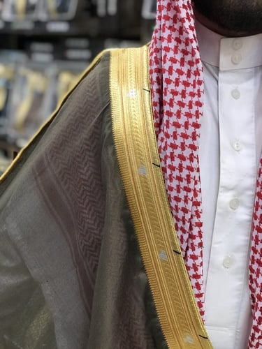 بشت رجالي رسمي لون زيتي غامق قماش كوري قصب فرنسي د...