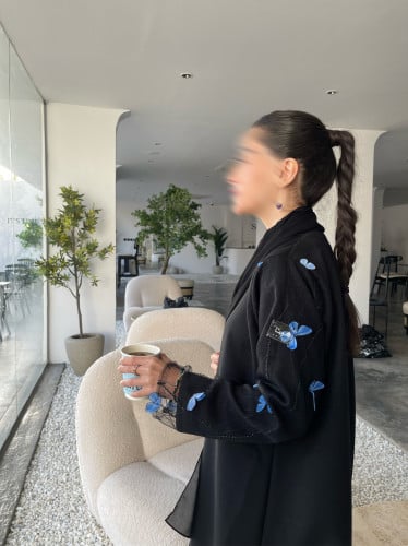 Blue butterfly abaya