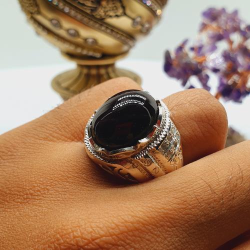 خاتم قارنيت نجمي مرصع بالالماس البلجيكي لكس الشريف