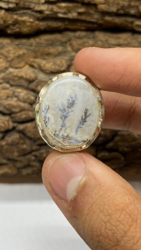 خاتم عقيق ثلجي مشجر صياغه حجازيه