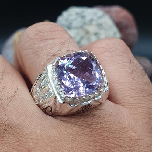 خاتم جمشت خليه نحل مرصع بالالماس موديل قلم زني الش...