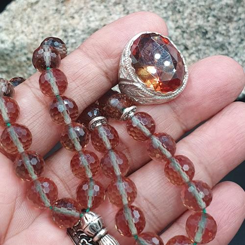 خاتم سلطنايت بيضاوي مع سبحه سلطنايت 33 خرزه