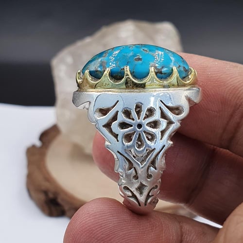 خاتم فيروز نيشابوري قبه برواز ذهبي صياغه منشار