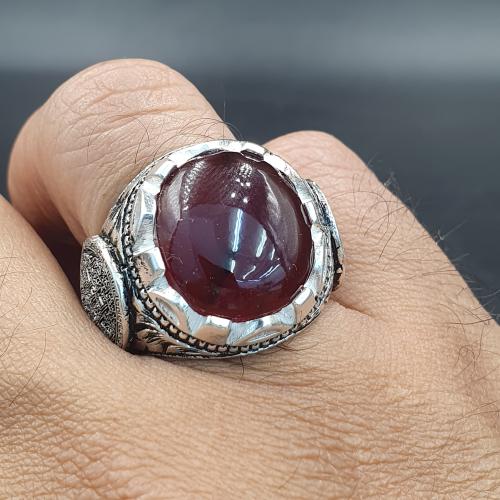 خاتم عقيق كرزي مزعفر (سوره الناس - سوره الفلق ) لي...