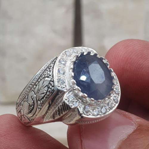 خاتم زفير سريلانكا مرصع بالموزنايت برتاش الشريف