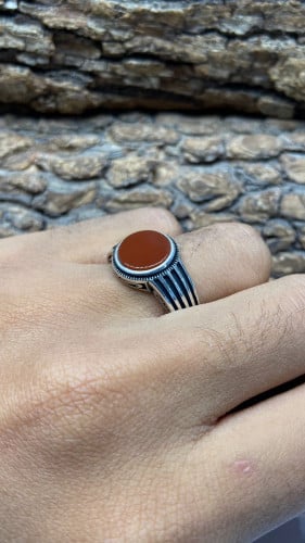 خاتم فضه لون بني