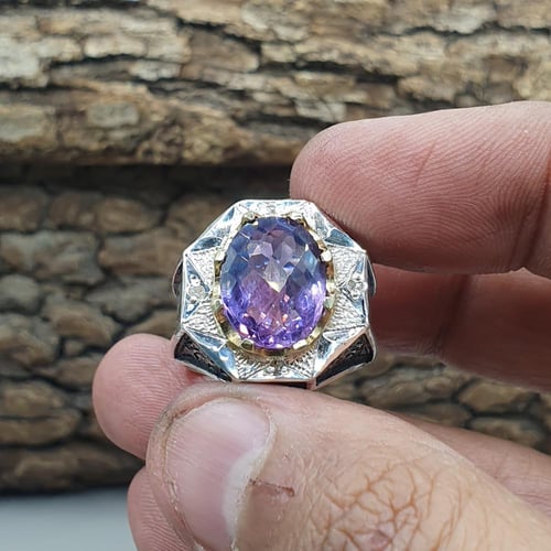 خاتم جمشت بيضاوي مرصع بالالماس عدد 4 حبات صياغه بر...