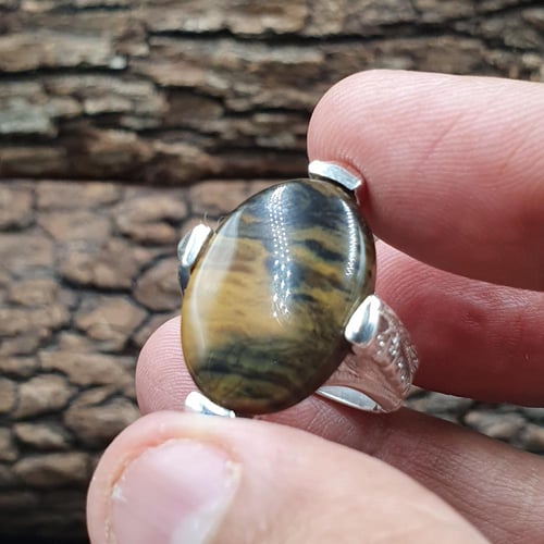 خاتم عقيق يماني تايقر بصياغه موديل نجفي