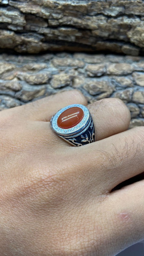 خاتم فضه لون بني