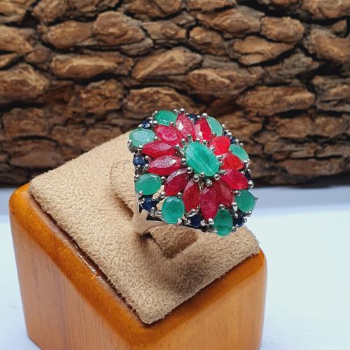 خاتم احجار كريمه راهي ياقوت- زمرد- زفير