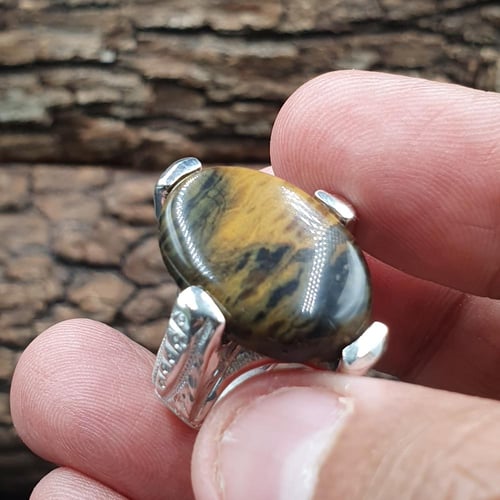 خاتم عقيق يماني تايقر بصياغه موديل نجفي