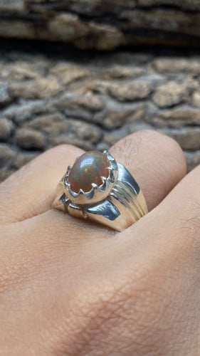 خاتم اوبال فل فاير عسلي صياغه ناعمه