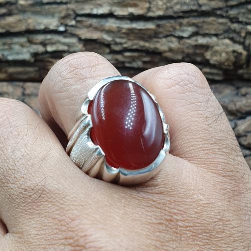 خاتم عقيق كرزي صياغه عارف الثقيله الفاخره