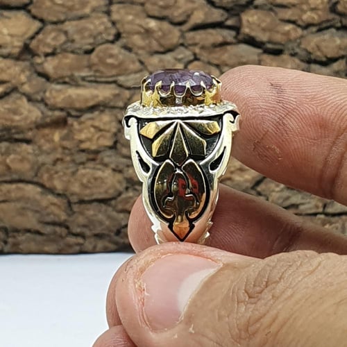 خاتم جمشت مرصع بالألماس برواز مذهب