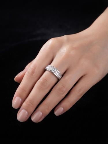 خاتم دقه الماس فضه عيار 925