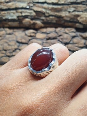 خاتم عقيق يماني كبدي صياغه حجازيه