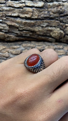 خاتم فضه لون بني