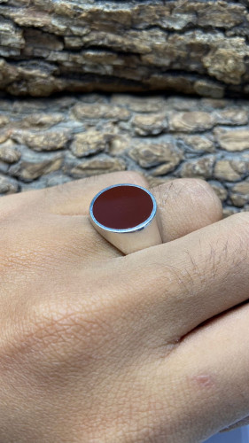 خاتم فضه لون بني