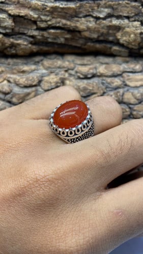 خاتم فضه لون بني