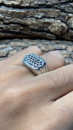 خاتم فضه تايلندي مرصع بالزركون السويسري