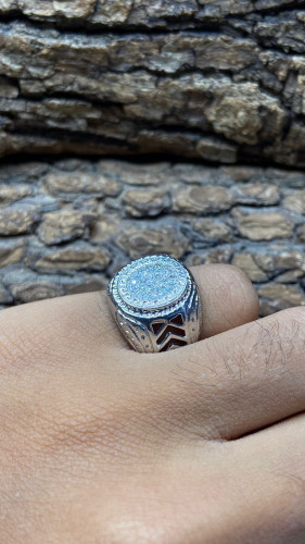 خاتم فضه تايلندي مرصع بالزركون السويسري