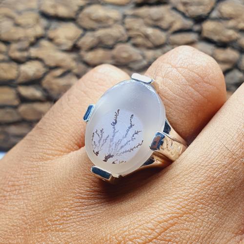 خاتم عقيق سماوي مشجر صياغه نجفيه