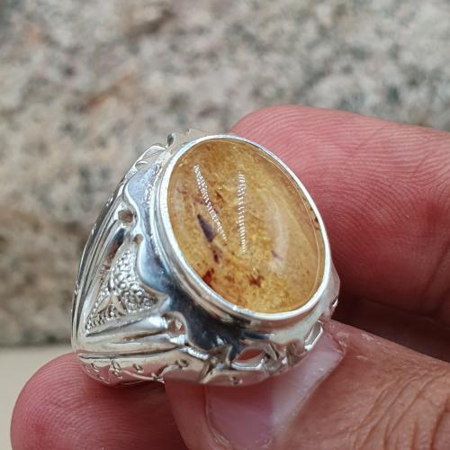 خاتم كهرمان بولندي طبيعي صياغه برتاش الشريف